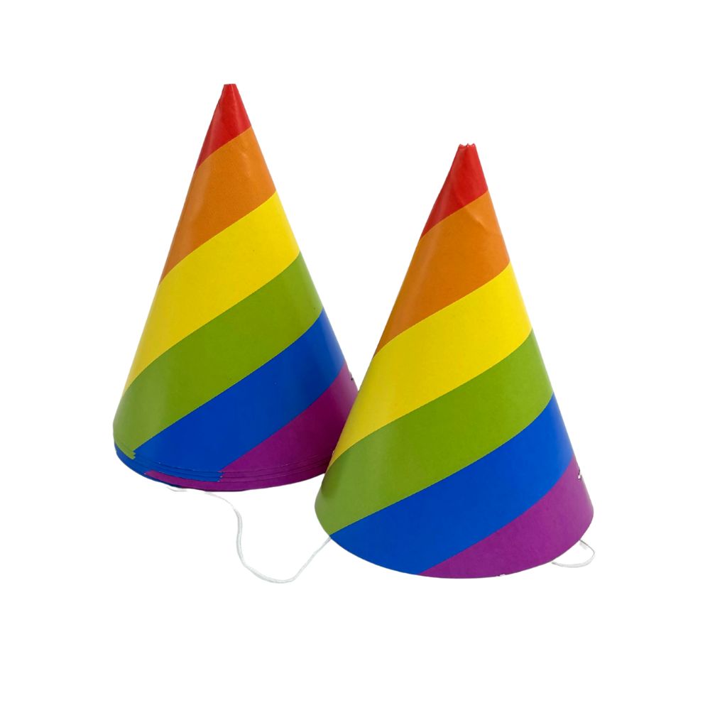 Cone Party Hats 6pk - Rainbow