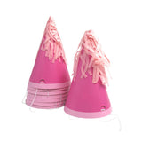 Party Hats with Tissue Tassle 8pk - Pink