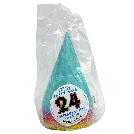 Cone Party Hats 24pk - Brights