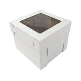 White Corrugated Cake Box with Window 10in Wide x 8in High