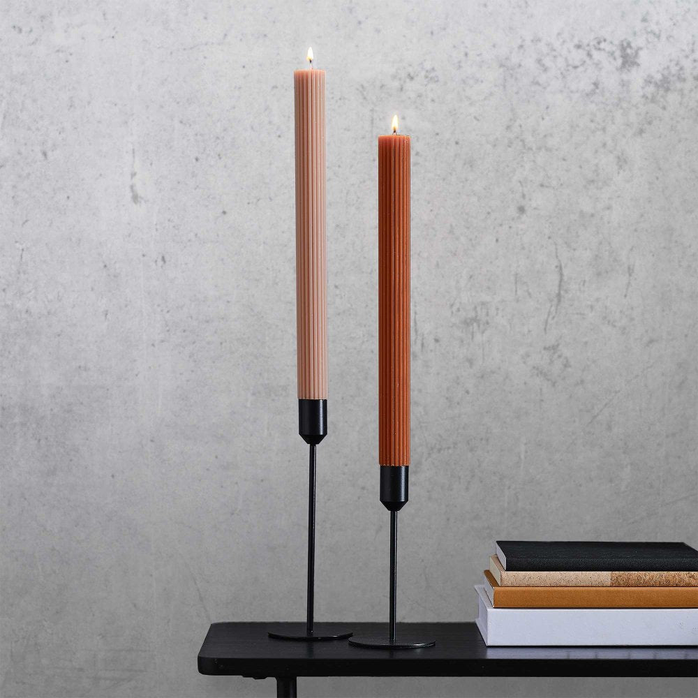 Cosy Copper Christmas Ribbed Dinner Candles 2pk