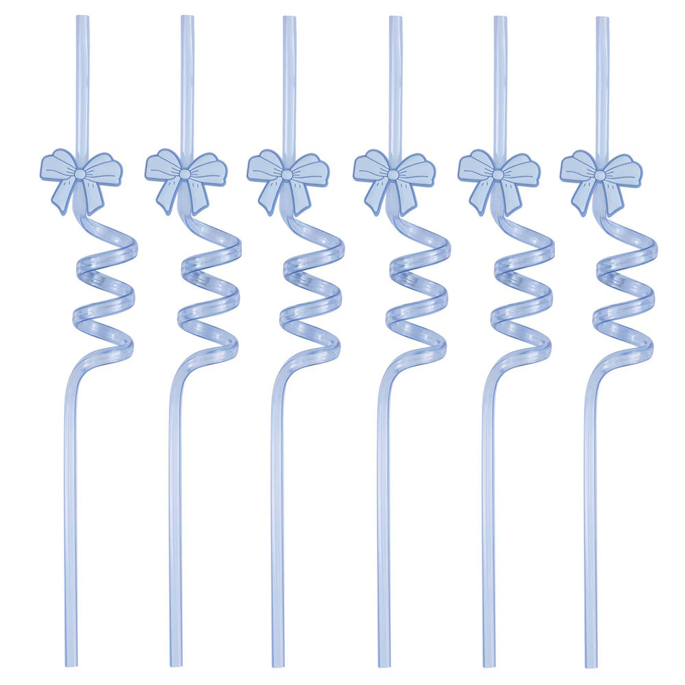 Dainty Bow Reusable Spiral Straws 6pk