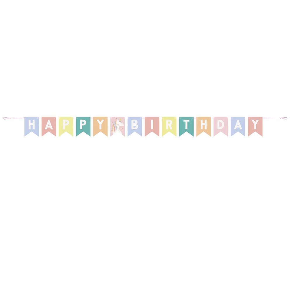 Dainty Unicorn Happy Birthday Pennant Banner