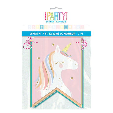 Dainty Unicorn Happy Birthday Pennant Banner