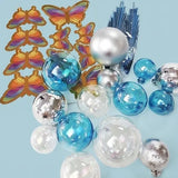 Deco Ball, Fan & Butterfly Topper Set - Clear, Blue & Silver