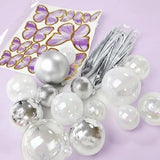 Deco Ball, Fan & Butterfly Topper Set - Clear, White & Silver