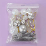 Deco Ball, Fan & Butterfly Topper Set - Clear, White & Silver