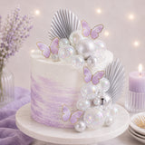 Deco Ball, Fan & Butterfly Topper Set - Clear, White & Silver
