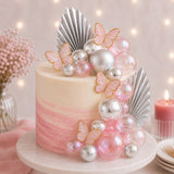 Deco Ball, Fan & Butterfly Topper Set - Clear, Pink & Silver