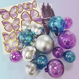 Deco Ball, Fan & Butterfly Topper Set - Blue, Purple & Silver