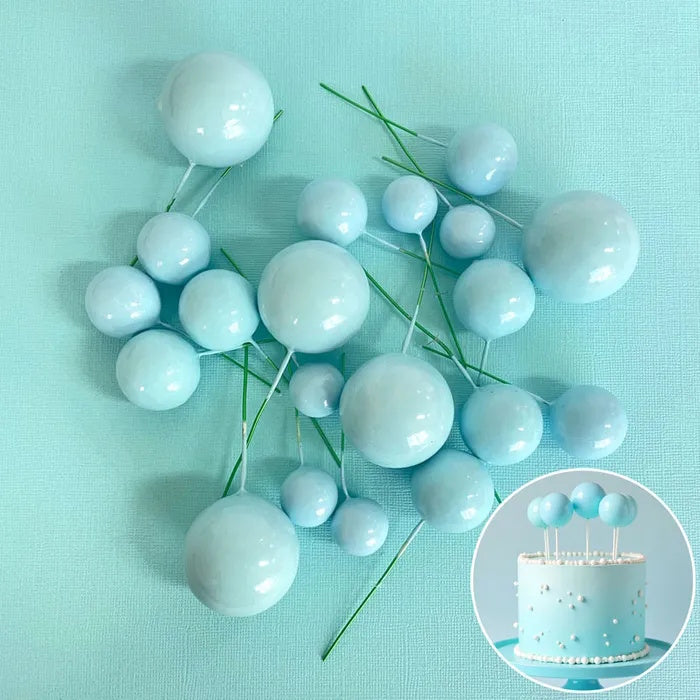 Deco Foam Ball Toppers 20pk - Baby Blue