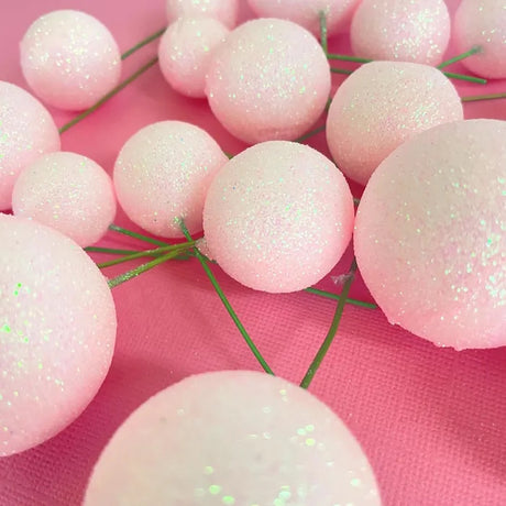 Deco Foam Ball Toppers 20pk - Glitter Baby Pink