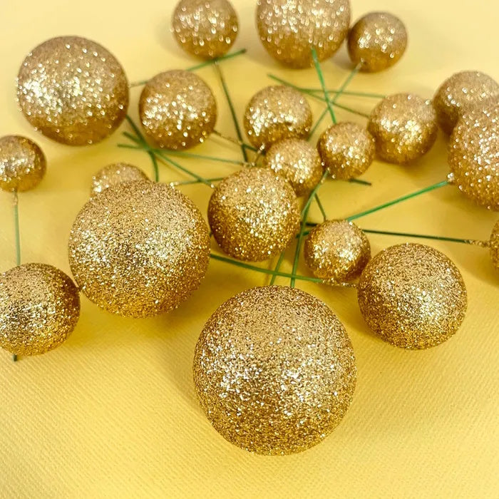 Deco Foam Ball Toppers 20pk - Glitter Gold