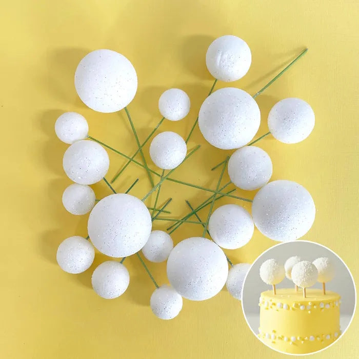 Deco Foam Ball Toppers 20pk - Glitter White