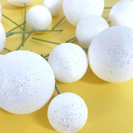 Deco Foam Ball Toppers 20pk - Glitter White