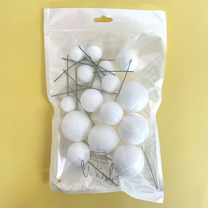 Deco Foam Ball Toppers 20pk - Glitter White