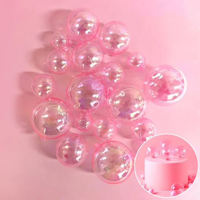 Deco Ball Toppers 20pk - Iridescent Pink