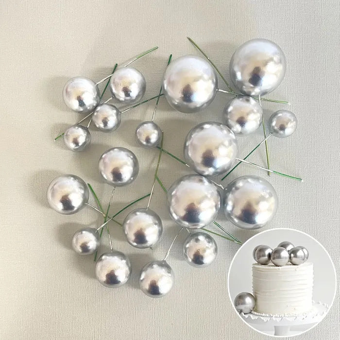 Deco Foam Ball Toppers 20pk - Silver