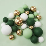 Deco Foam Ball Toppers 32pk - Green, White & Gold