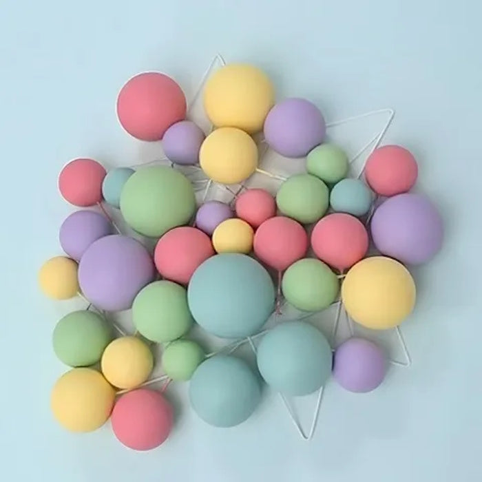 Deco Foam Ball Toppers 32pk - Pastel Rainbow