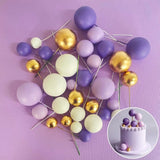 Deco Foam Ball Toppers 32pk - Purple, White & Gold