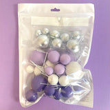 Deco Foam Ball Toppers 32pk - Purple, White & Silver