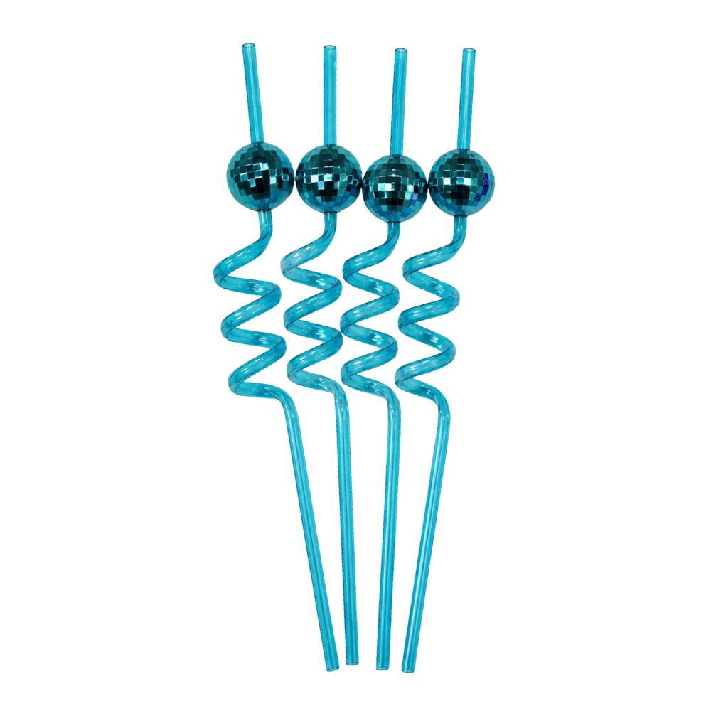 Disco Ball Reusable Spiral Straws 4pk