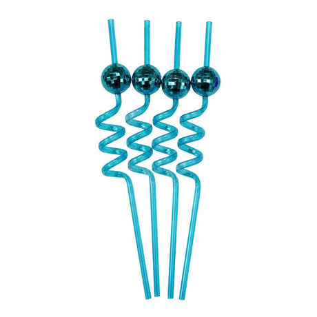 Disco Ball Reusable Spiral Straws 4pk