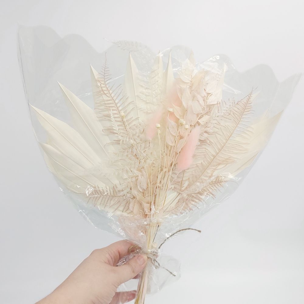 Dried Mixed Florals with Fan - Pink
