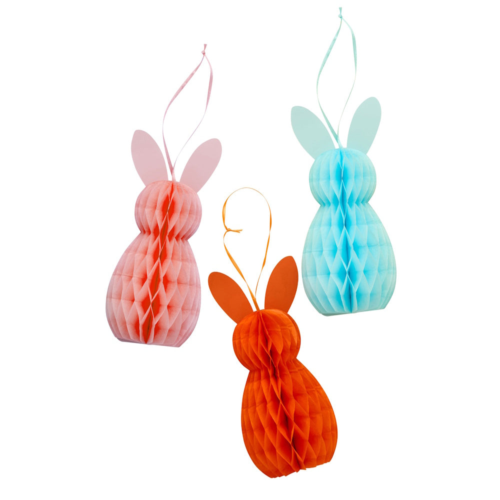 Easter Bunny Honeycomb Decorations 3pk