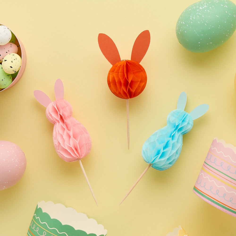 Easter Bunny Honeycomb Cupcake Toppers 10pk
