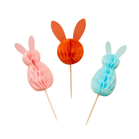 Easter Bunny Honeycomb Cupcake Toppers 10pk
