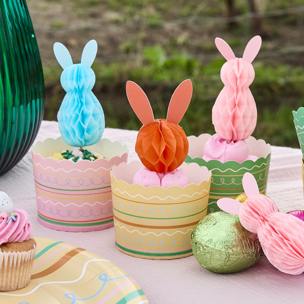 Easter Bunny Honeycomb Cupcake Toppers 10pk