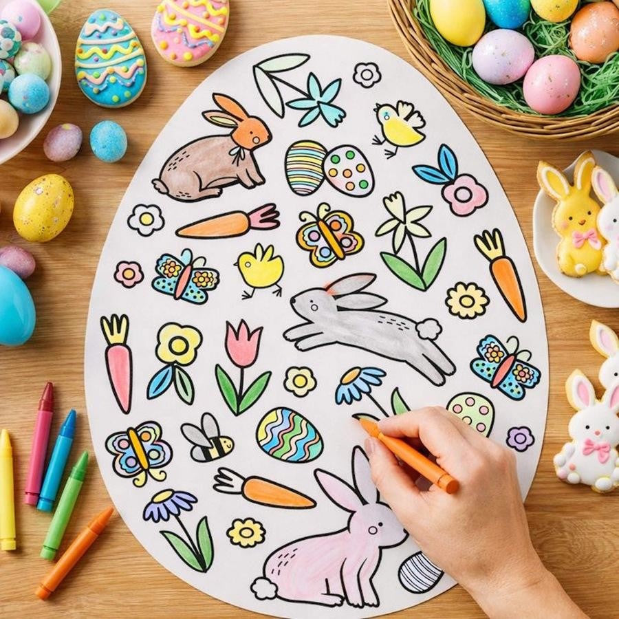 Easter Egg Shaped Colouring In Placemats 8pk