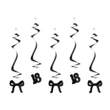 Elegant Milestone Black Bow Hanging Swirls 18