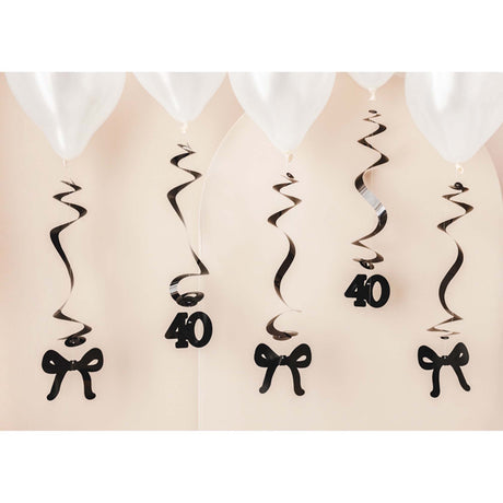 Elegant Milestone Black Bow Hanging Swirls 40