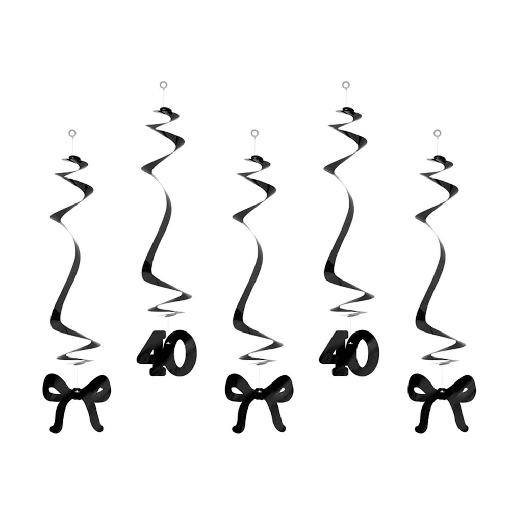 Elegant Milestone Black Bow Hanging Swirls 40