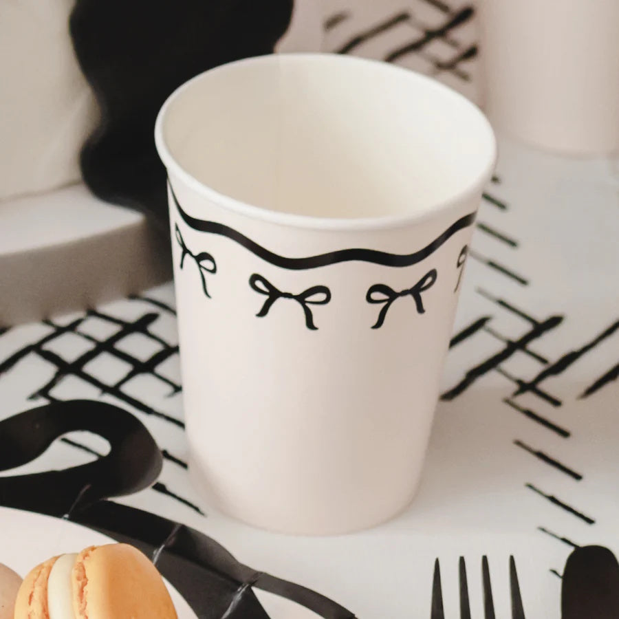 Elegant Milestone Black Bow Paper Cups 6pk