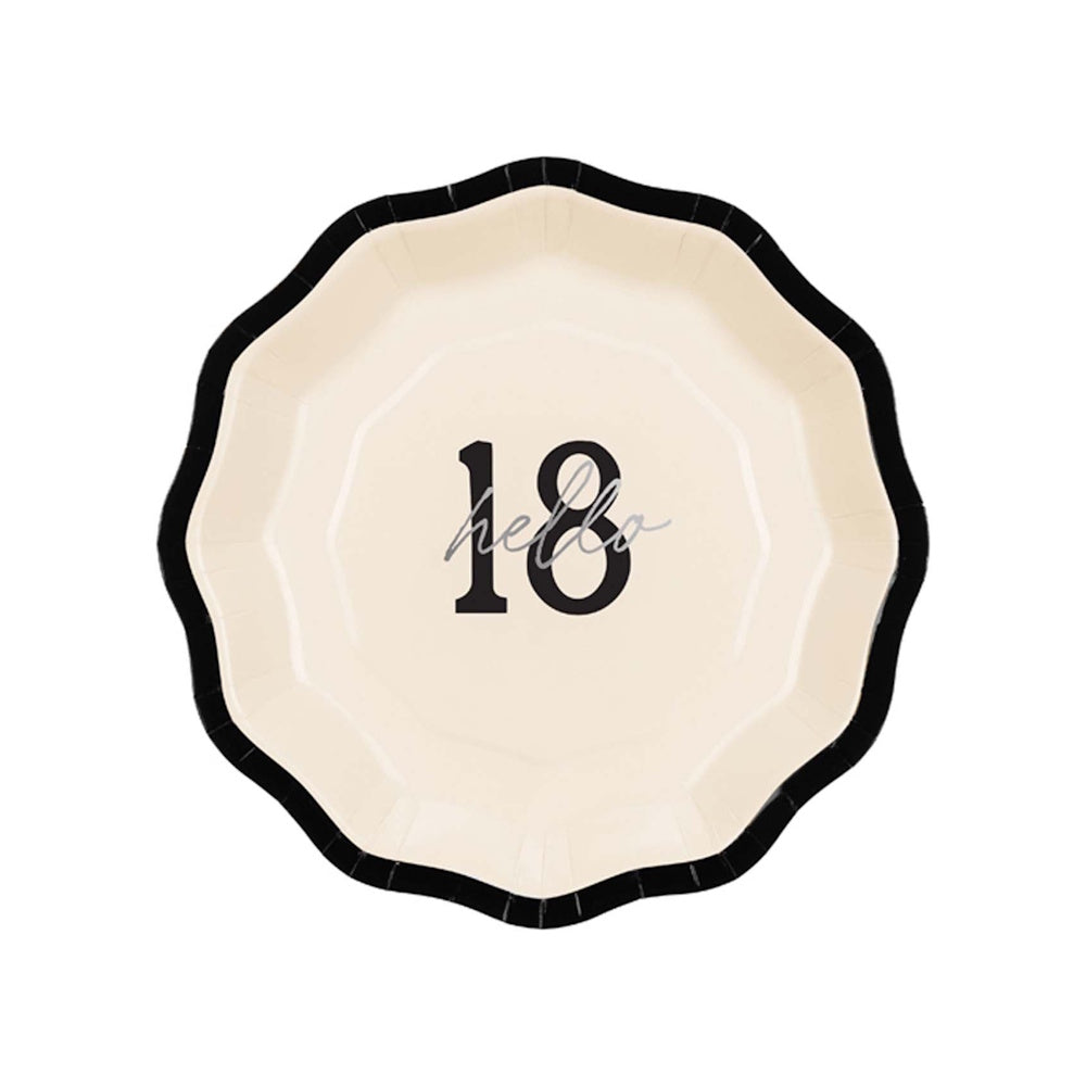 Elegant Milestone Hello 18 Lunch Plates 6pk