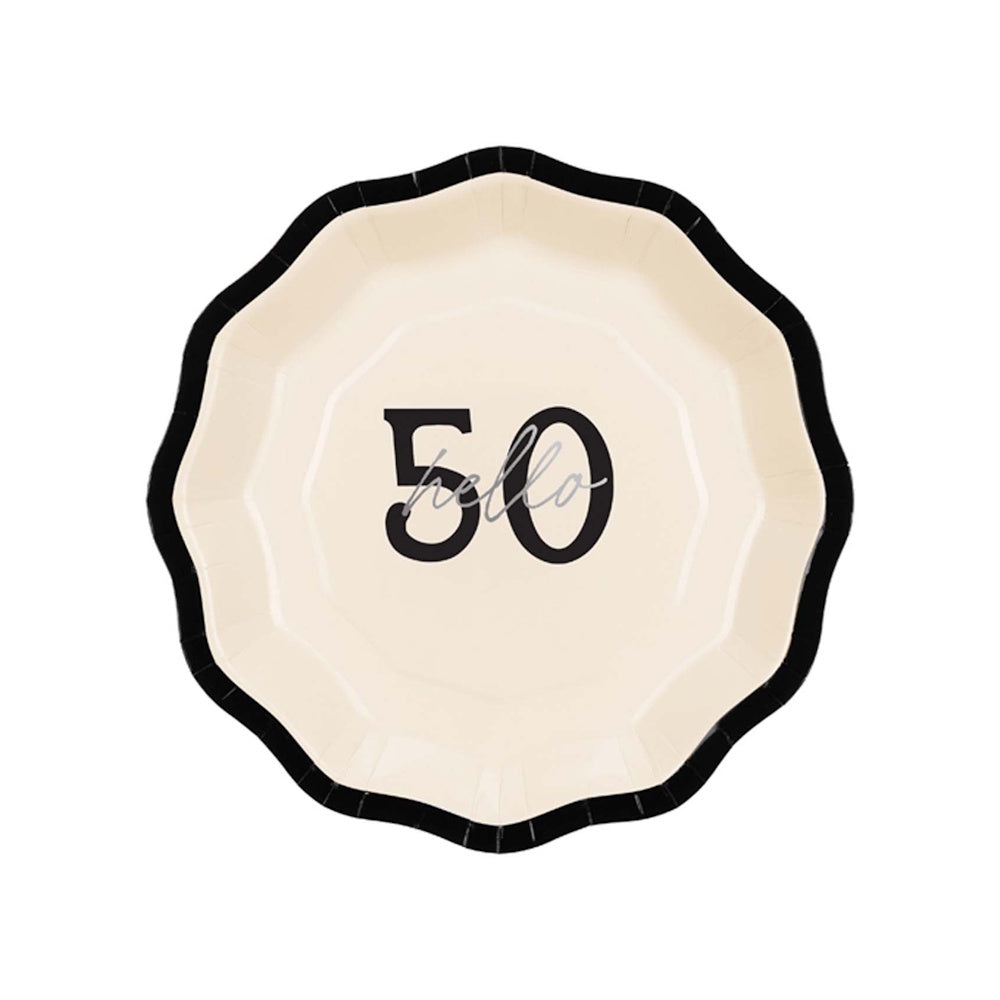 Elegant Milestone Hello 50 Lunch Plates 6pk