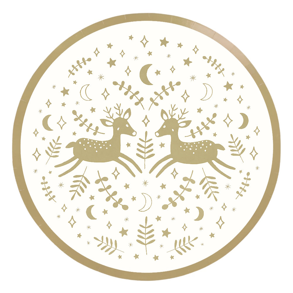 Festive Folklore Reindeer Dinner Plates 8pk