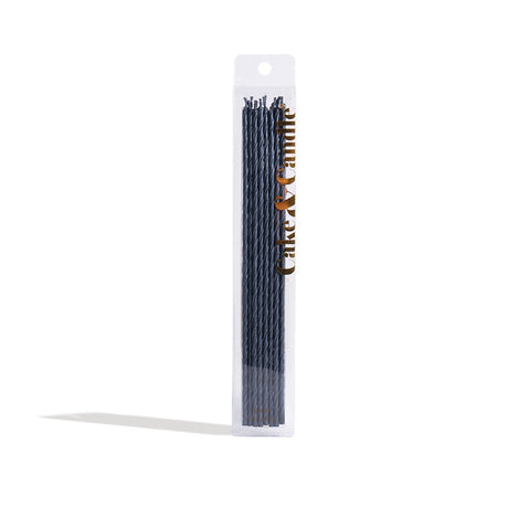 Fine Spiral Cake Candles 16pk - Black