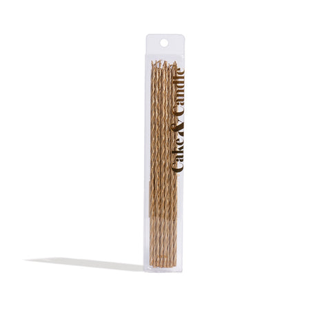 Fine Spiral Cake Candles 16pk - Gold