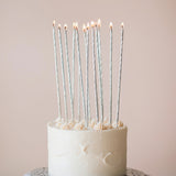 Fine Spiral Cake Candles 16pk - Silver