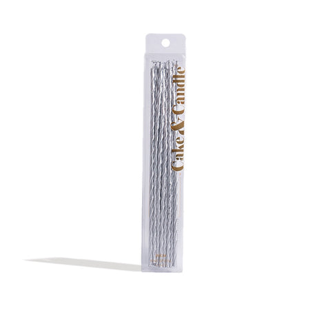 Fine Spiral Cake Candles 16pk - Silver