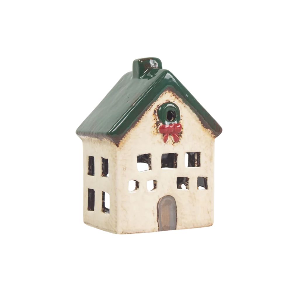 Nordgard Tea Light House Cottage with Bow Wreath