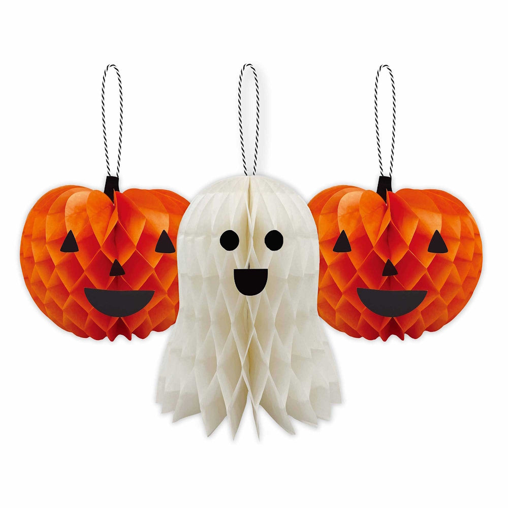 Fright Night Halloween Honeycomb Decorations 3pk