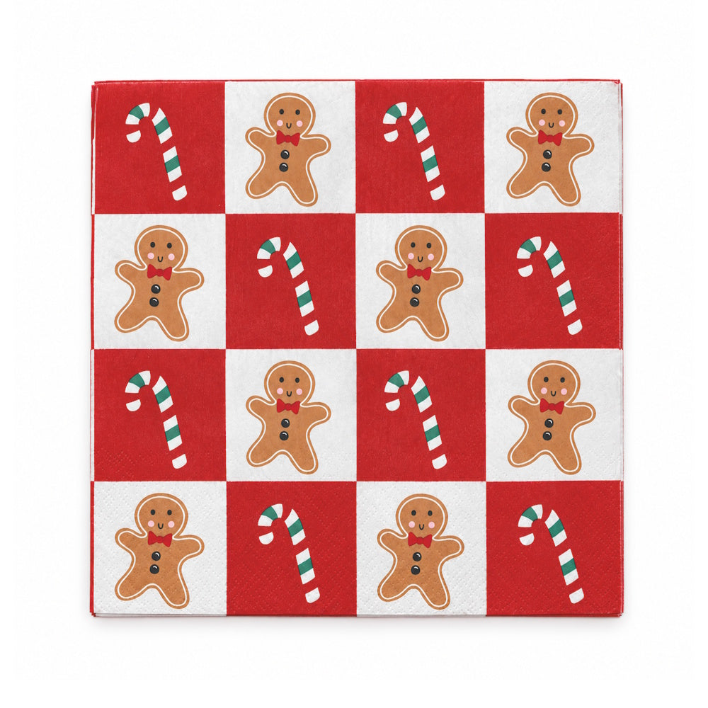 Christmas Napkins 20pk - Gingerbread & Candy Canes