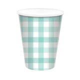 Gingham Cups 8pk - Pastel Mint