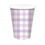 Gingham Cups 8pk - Pastel Purple